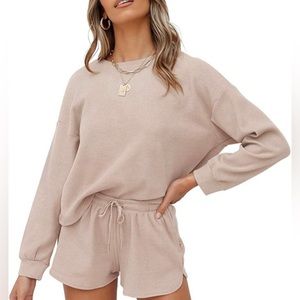 Waffle knit lounge set